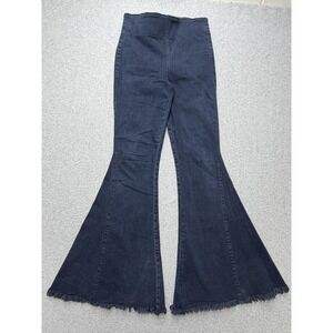 Mumu Blue Berkeley Bells Jeans Womens M High Rise Flare Bell Bottom Raw Hem